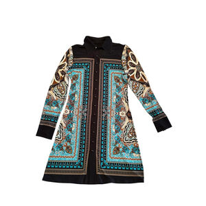 Evovorro Paisley Floral Dress Snap Buttons Womens M Vibrant Colors Knee Length